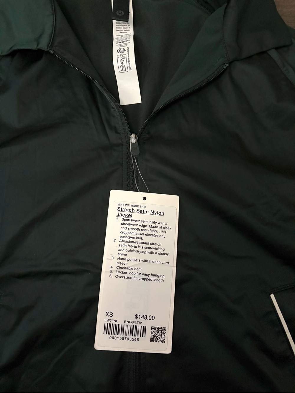 Lululemon Stretch Satin Nylon Jacket Zip up Green XS Extra Small - Picture 3 of 6